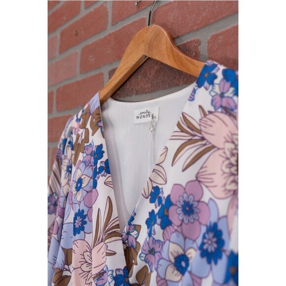 Purple Floral Print Dress - Small - Picture 6 of 7